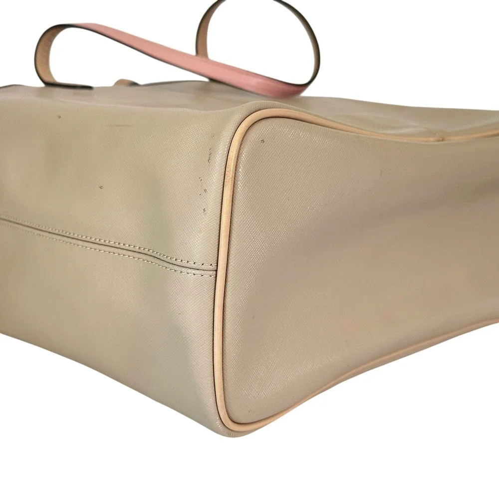 Coach Tote Bag Park‎ Metro F24341 Beige Leather Pink Trim Shoulder Purse